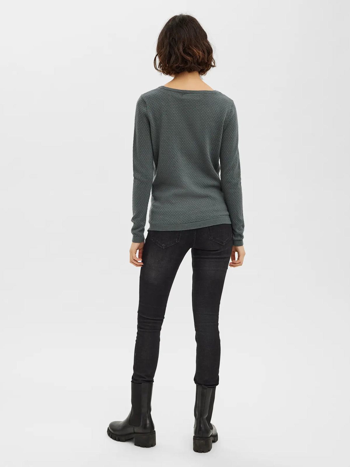 VMCARE STRUCTURE LS O-NECK BLOUSE, Balsam Green