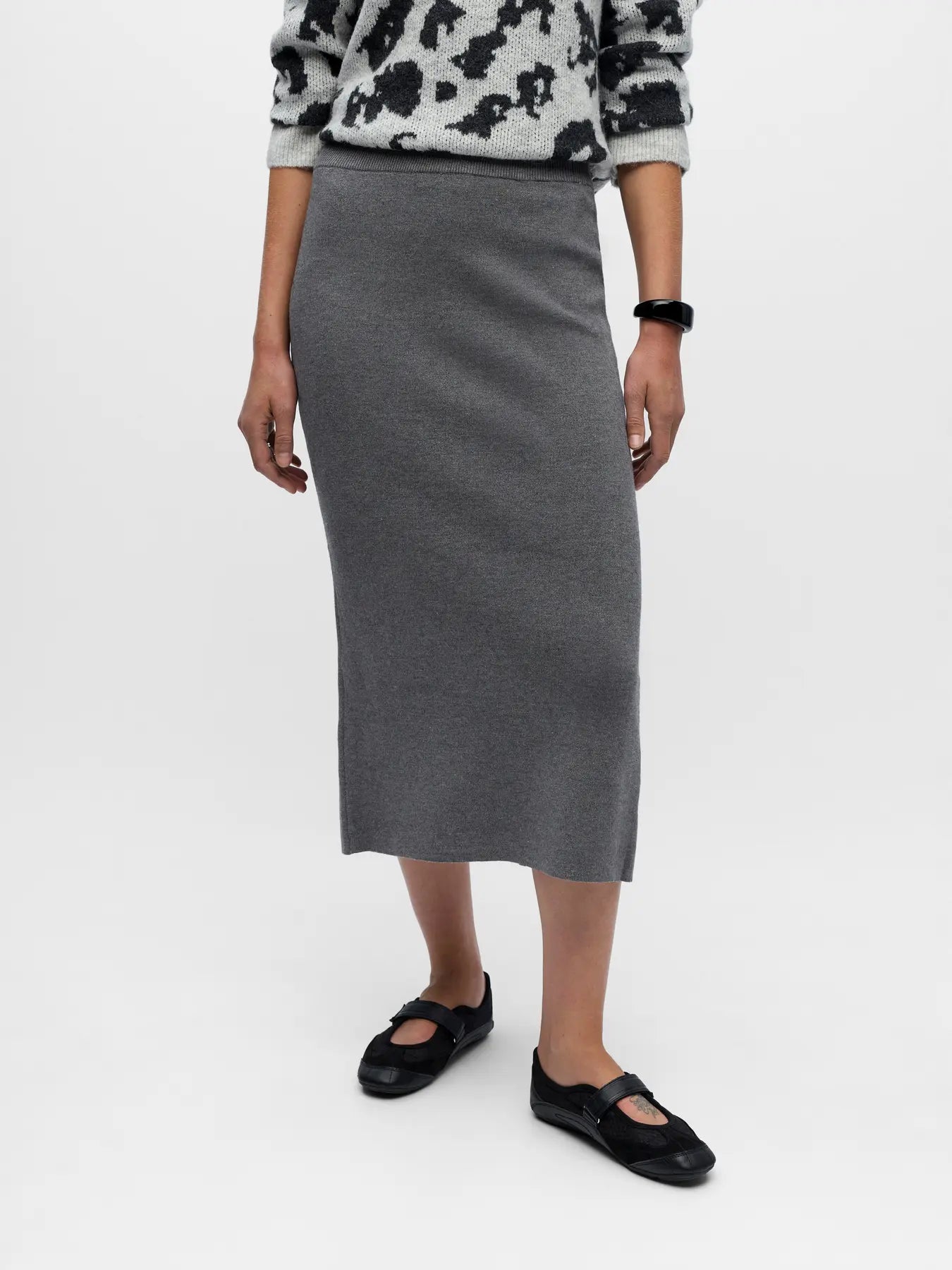 OBJREYNARD HW KNIT SKIRT NOOS, Grey