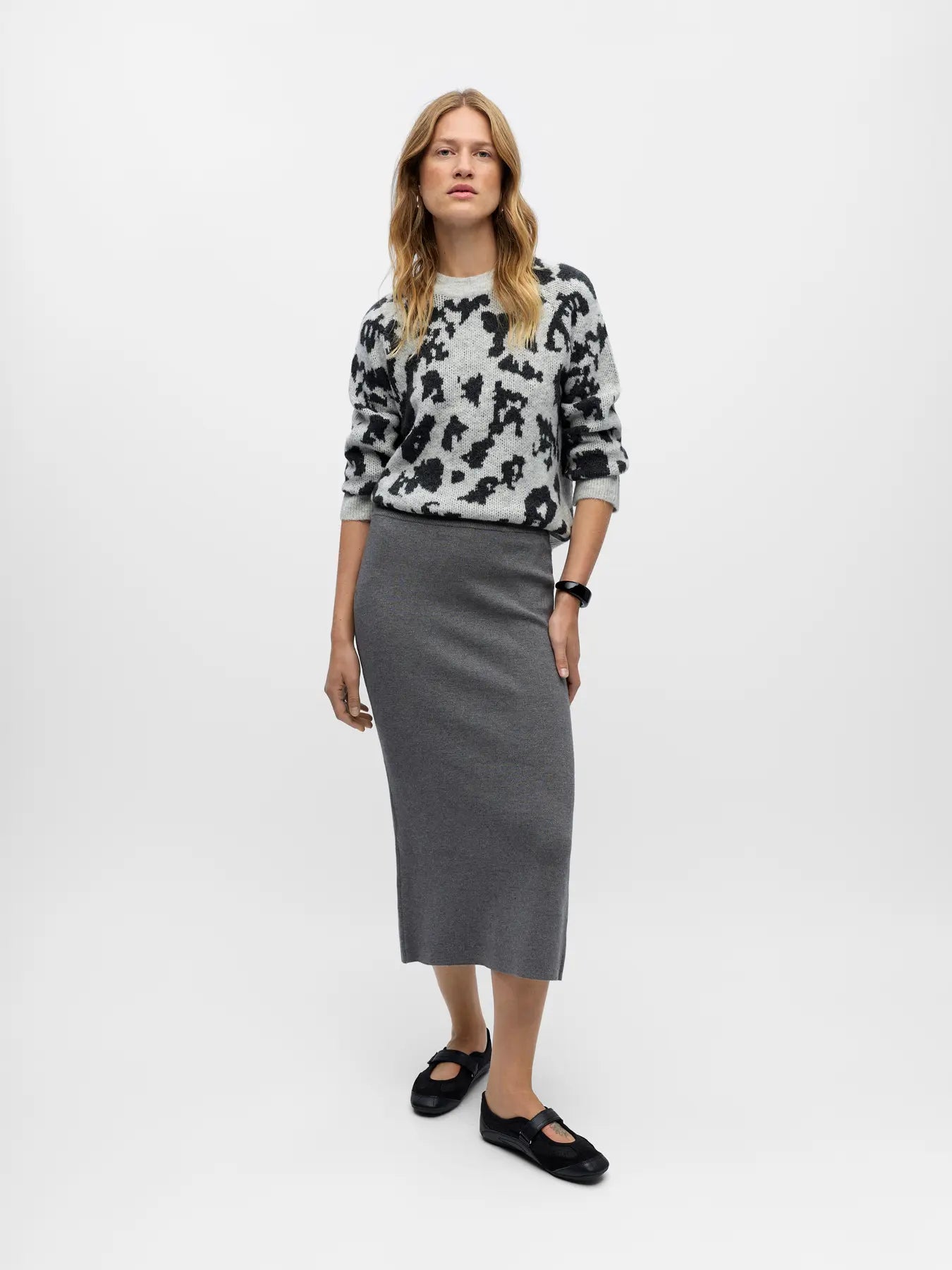 OBJREYNARD HW KNIT SKIRT NOOS, Grey