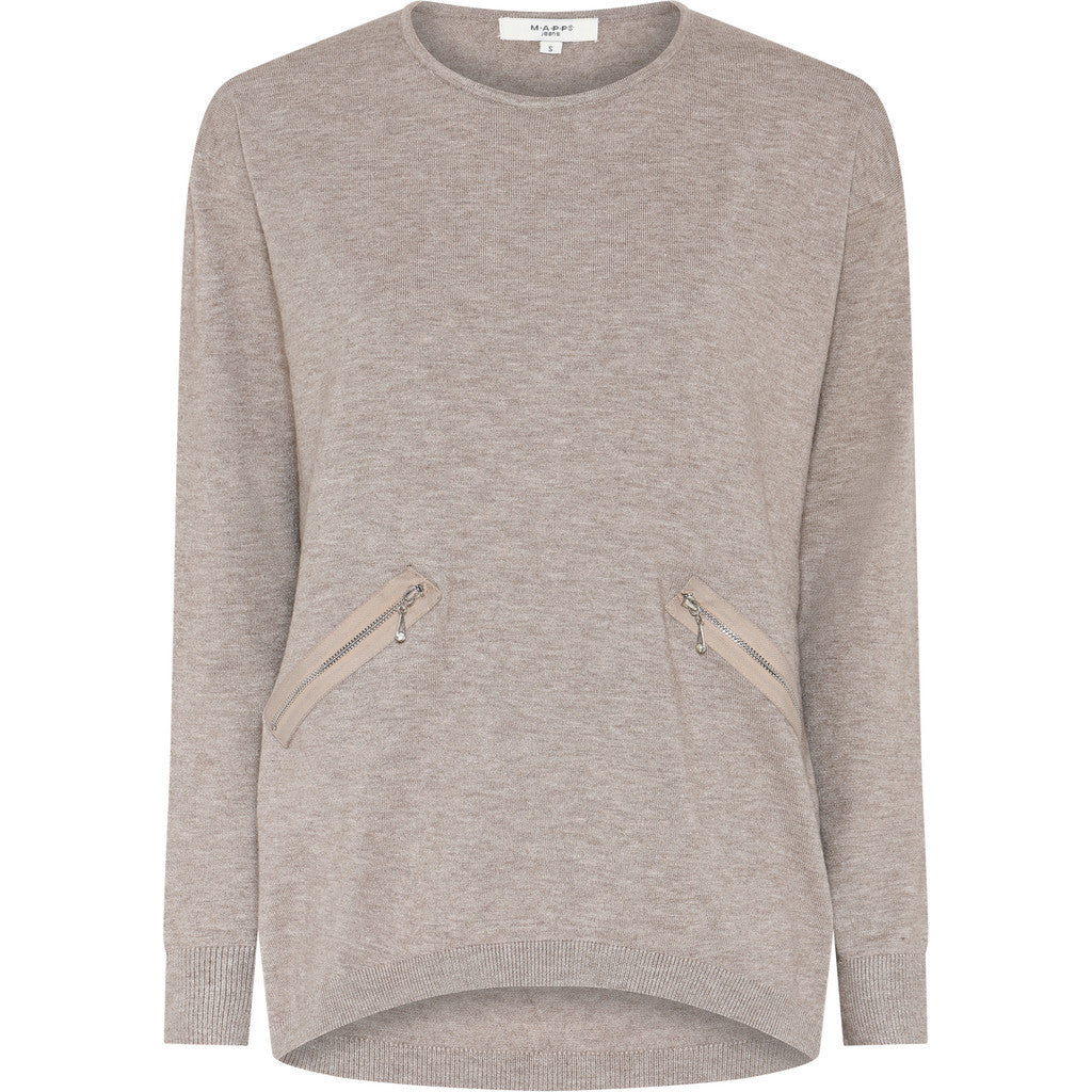 MAPP Roma Zip blouse, light sand melange
