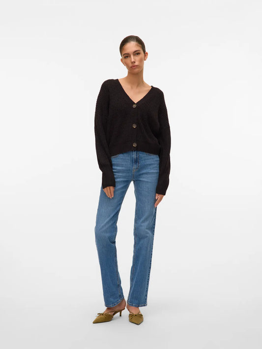 VMLEA V-NECK CUFF CARDIGAN, Black