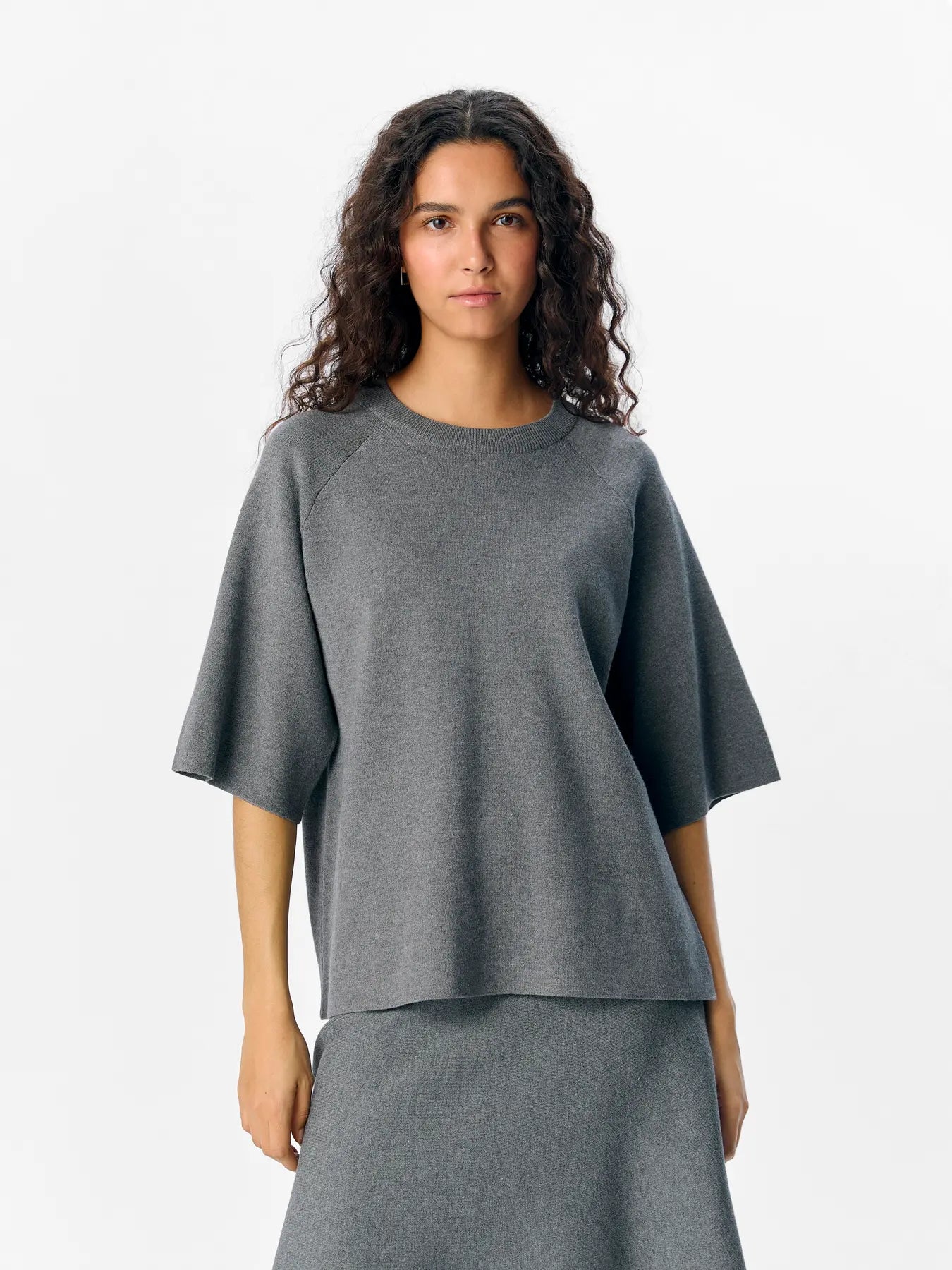 OBJREYNARD 2/4 KNIT PULLOVER NOOS, Grey