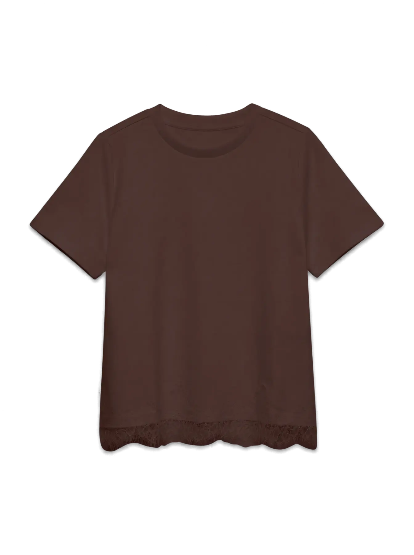 VMSARA METTE LACE SS T-SHIRT, Chicory Coffee Lace