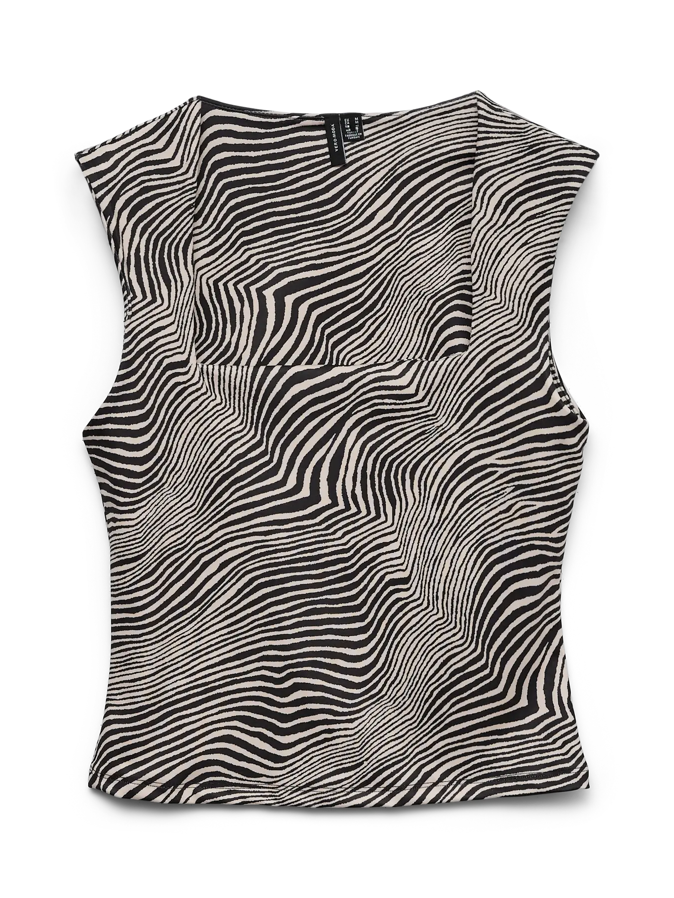 VMMILLION SL SQUARE NECK TOP JRS NOOS, Oatmeal Tilla Zebra