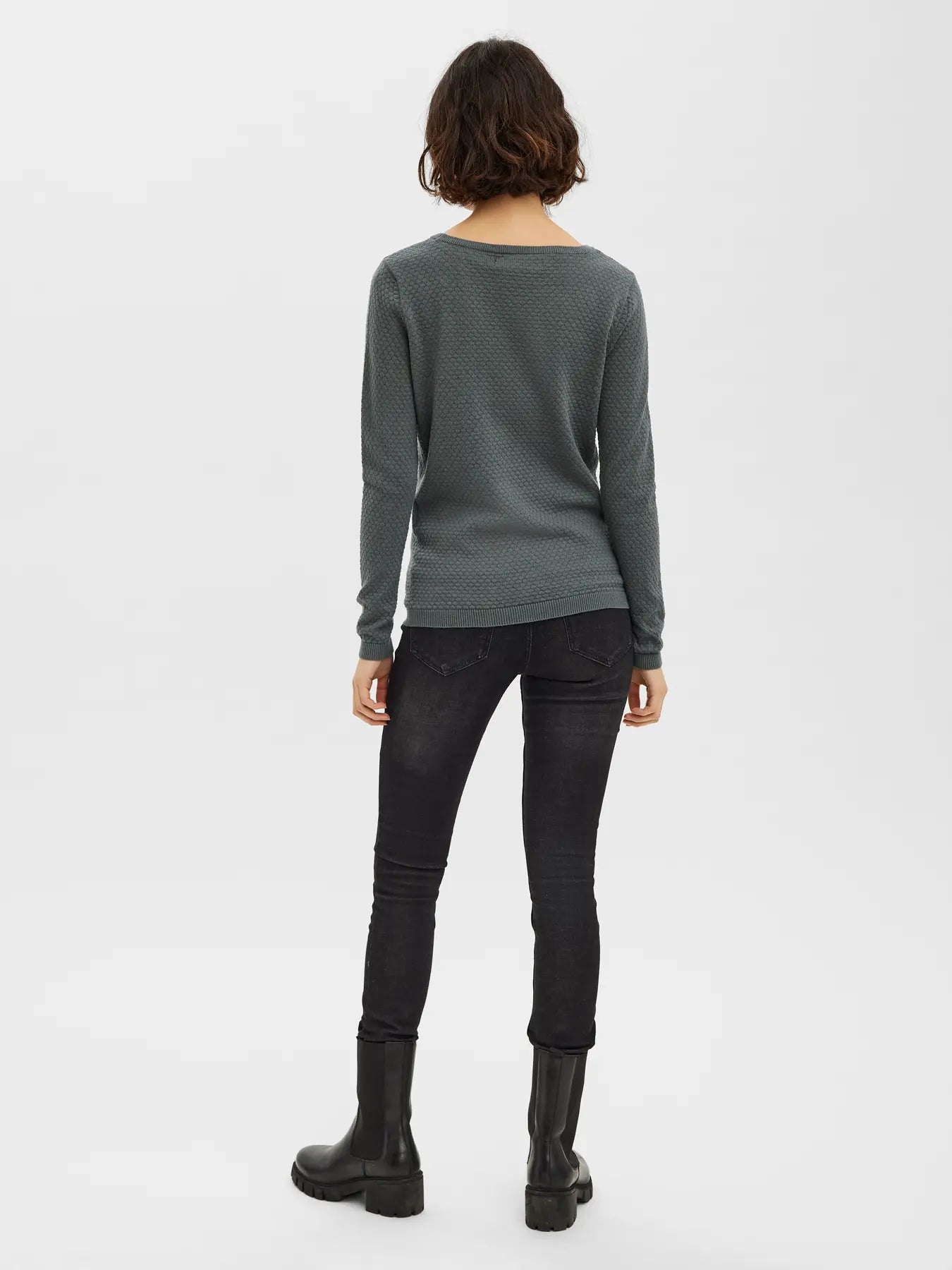 VMCARE STRUCTURE LS O-NECK BLOUSE, Balsam Green