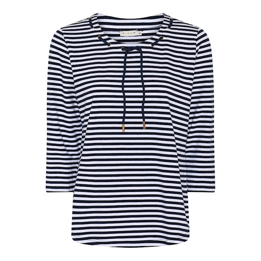 Micha Basic Cadet Stripe T-Shirt, Navy-White