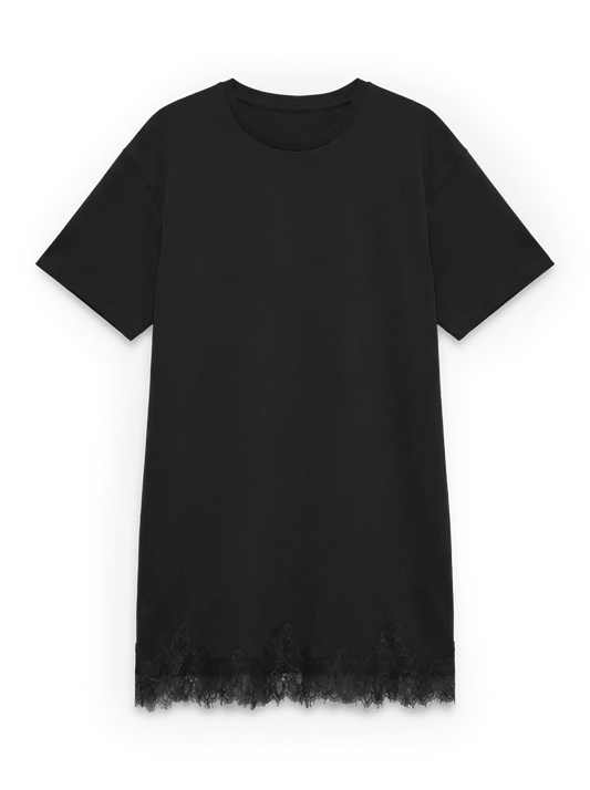 VMSARA METTE LACE SS DRESS, Black Lace