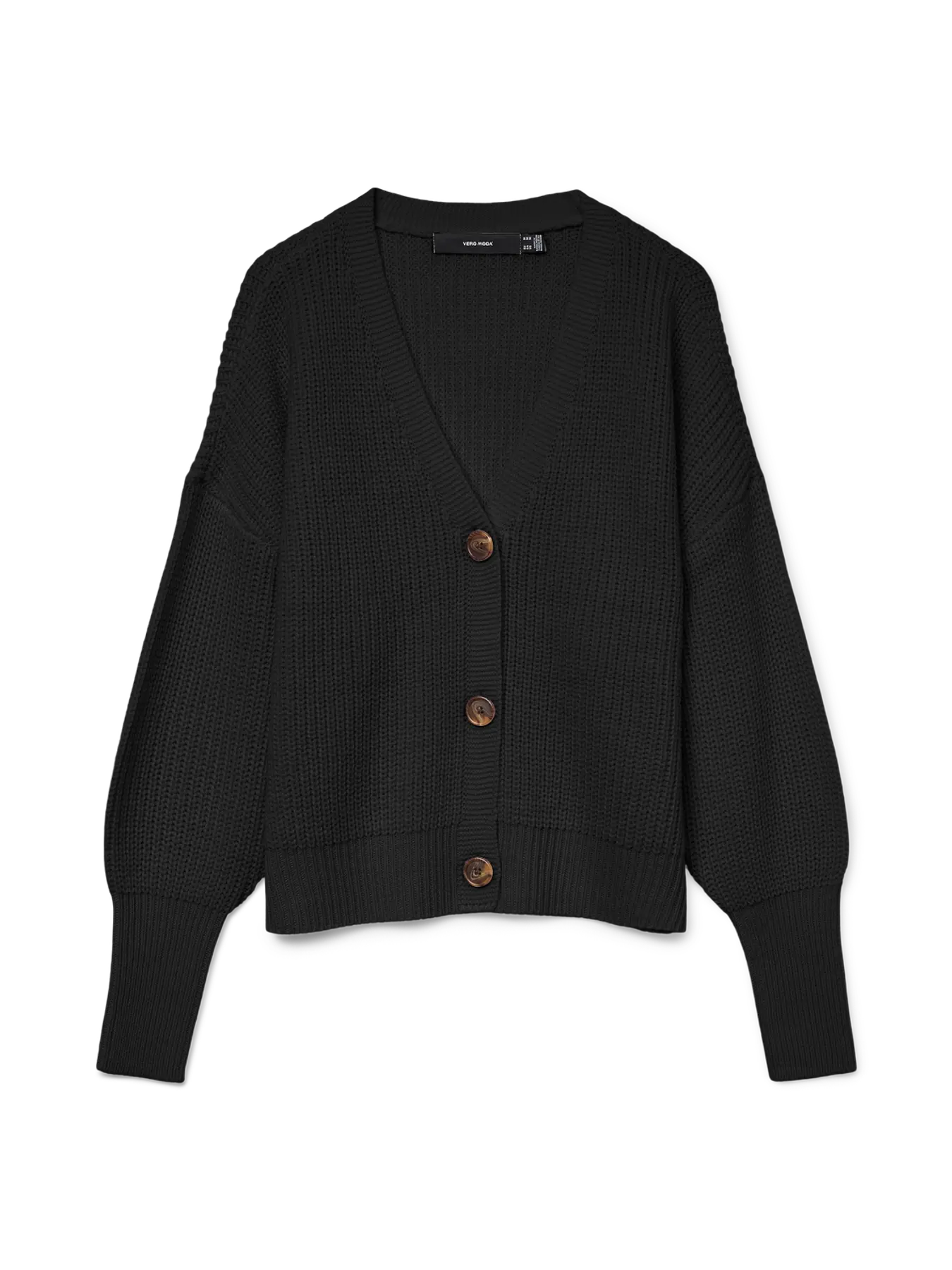 VMLEA V-NECK CUFF CARDIGAN, Black