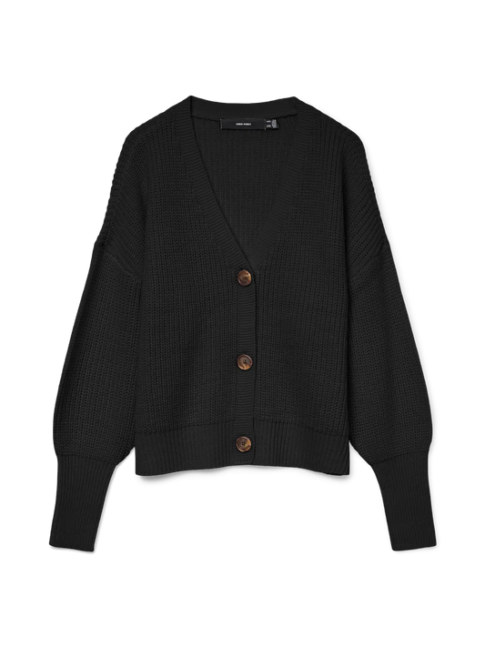 VMLEA V-NECK CUFF CARDIGAN, Black