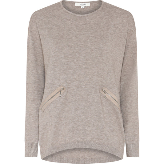 MAPP Roma Zip blouse, light sand melange