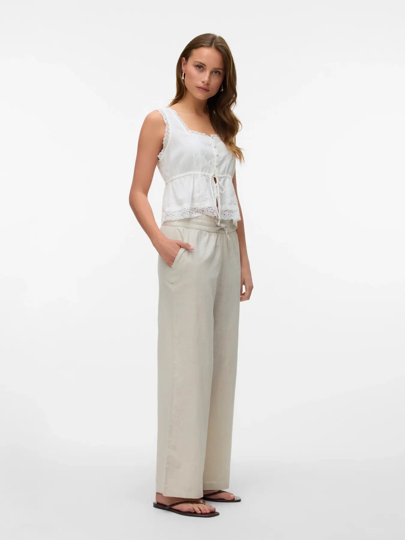 VMCAIA MW WIDE PANT, musta & silver lining