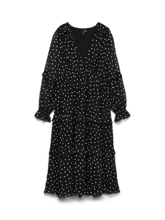 VMELLA L/S LONG FRILL DRESS