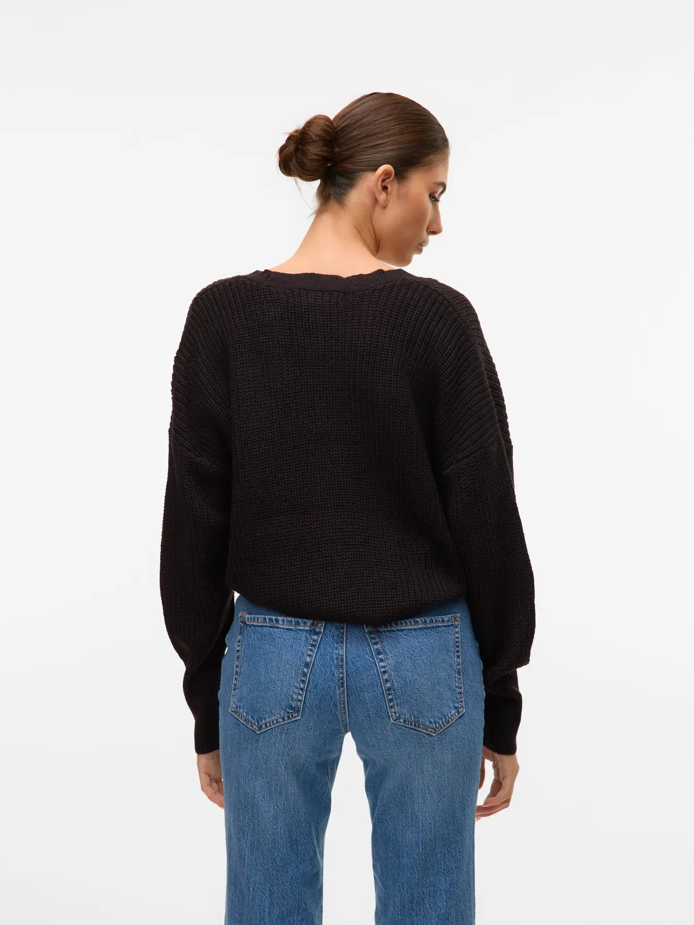 VMLEA V-NECK CUFF CARDIGAN, Black