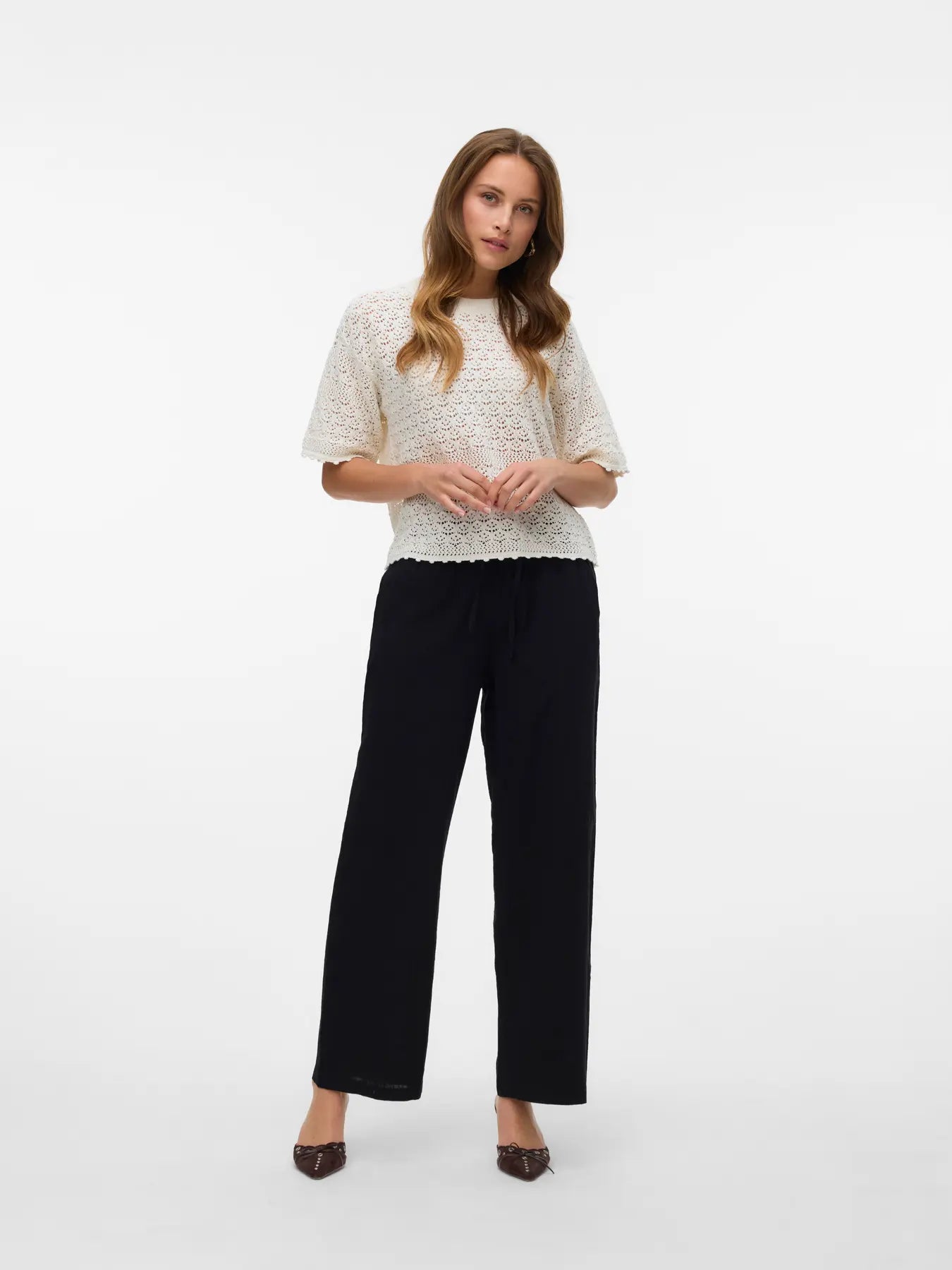 VMCAIA MW WIDE PANT, musta & silver lining