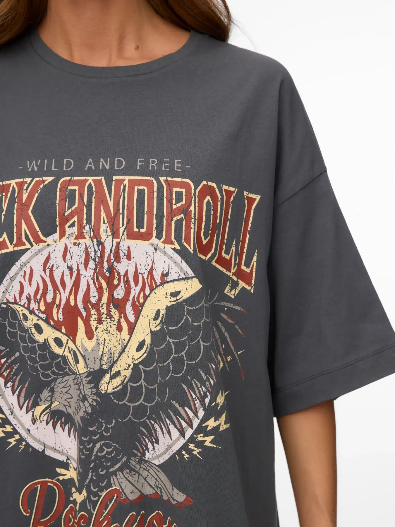 VMLILIE HAYLEY SS TEE, Dark Shadow/Rock and R