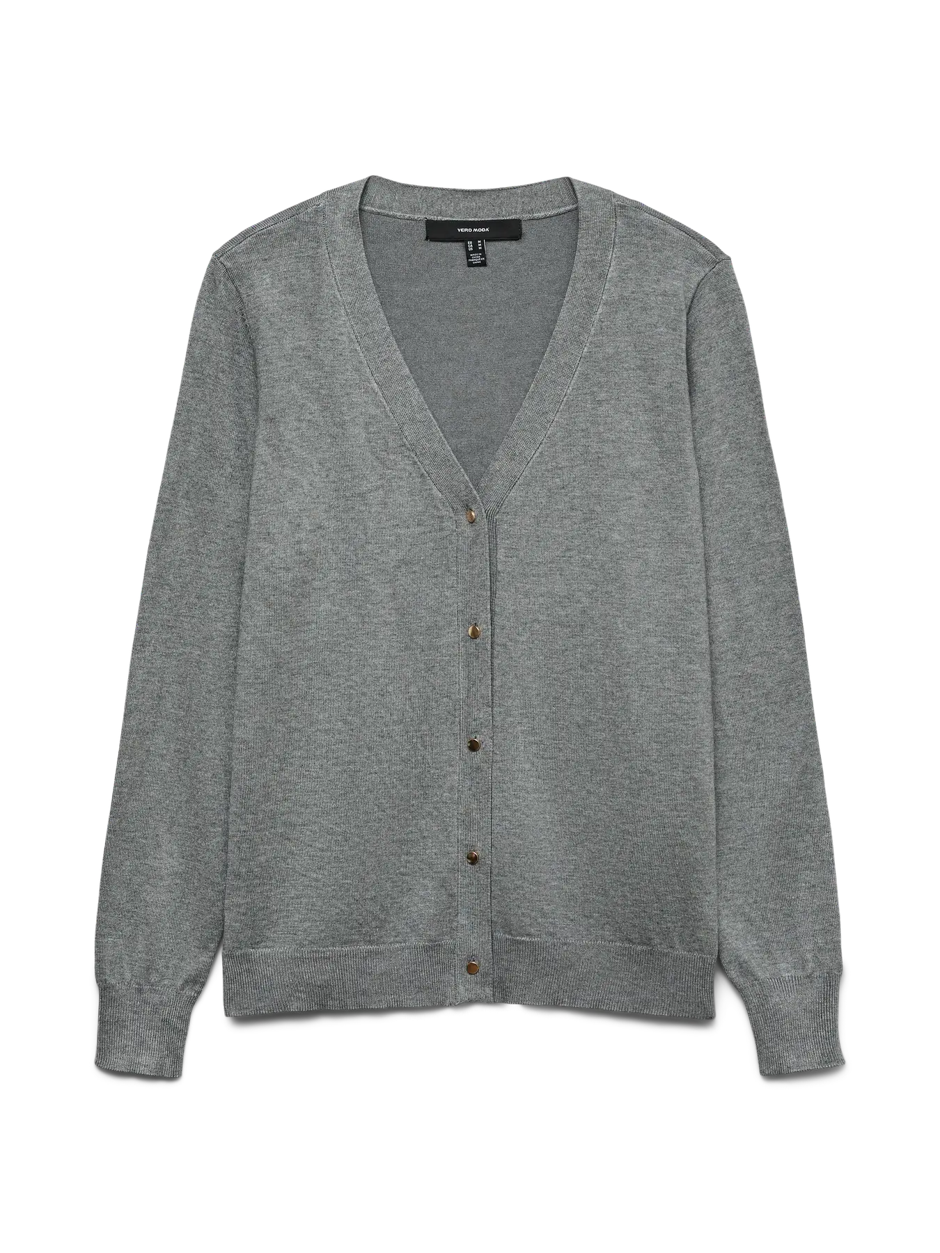 VMSILJE LS V-NECK CARDIGAN, Medium Grey Melange