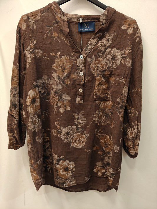 MAPP Maggie Rose blouse suklaanruskea, naisten kevyt puuvillapusero – Kamari Clothing