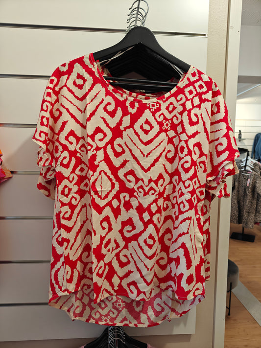 Soda Collection Top, Coral/Creme