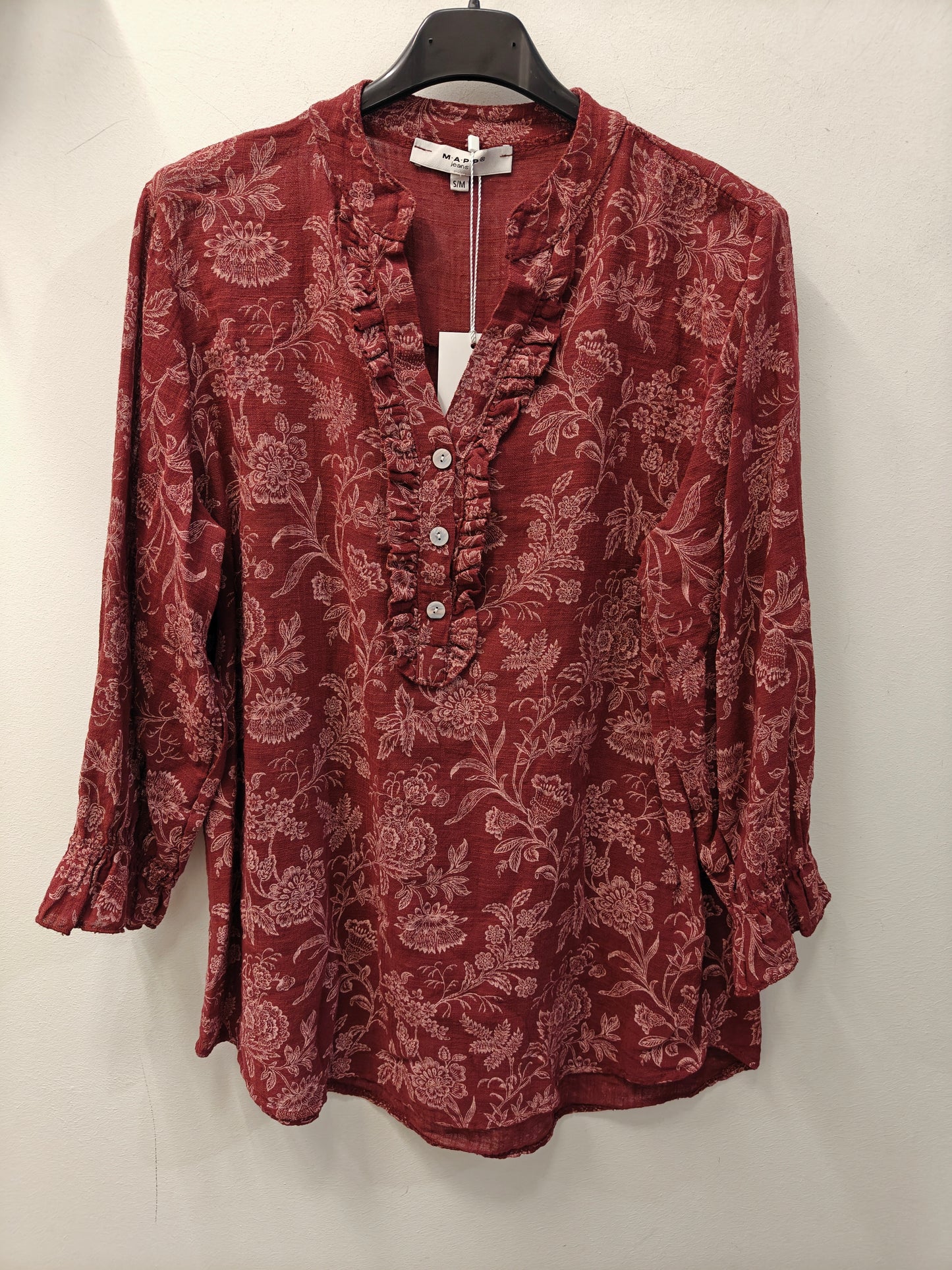 MAPP Gage white print blouse, wine
