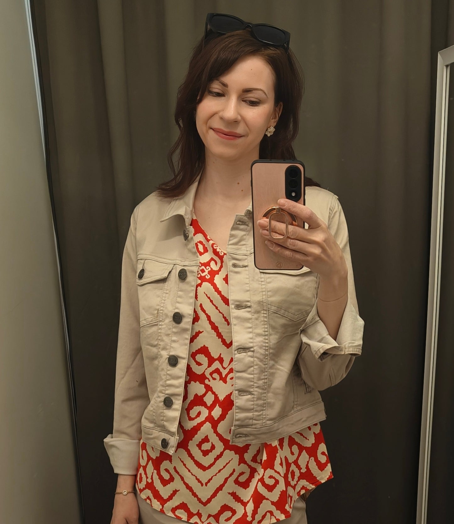 Soda Collection Top, Coral/Creme