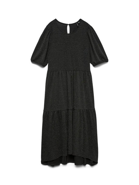 VMFREYA 2/4 O-NECK CALF DRESS JRS EXP, Black/Silver lur